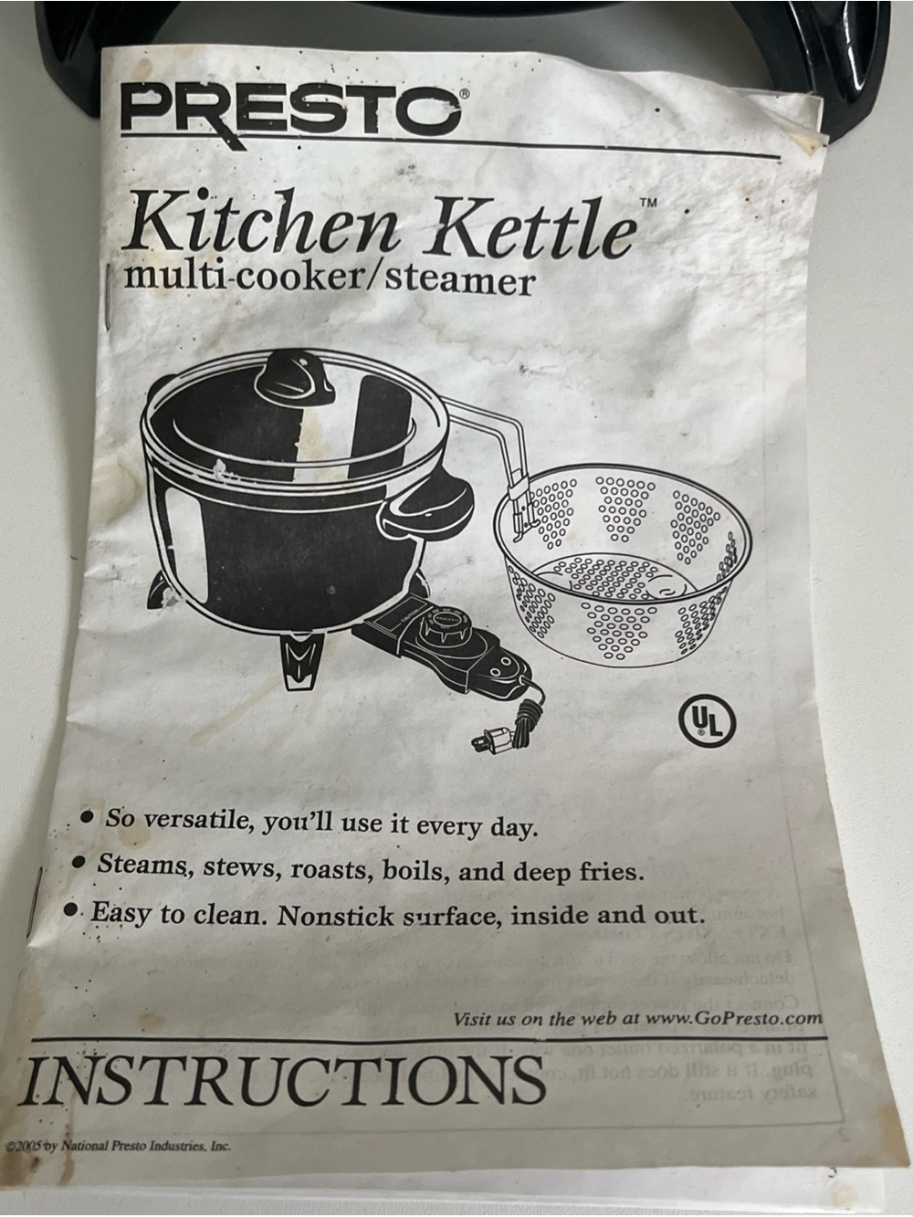 Presto Multi Cooker Steamer Deep Fry Black 6 Quart Glass lid New 0600010 - Picture 5 of 9